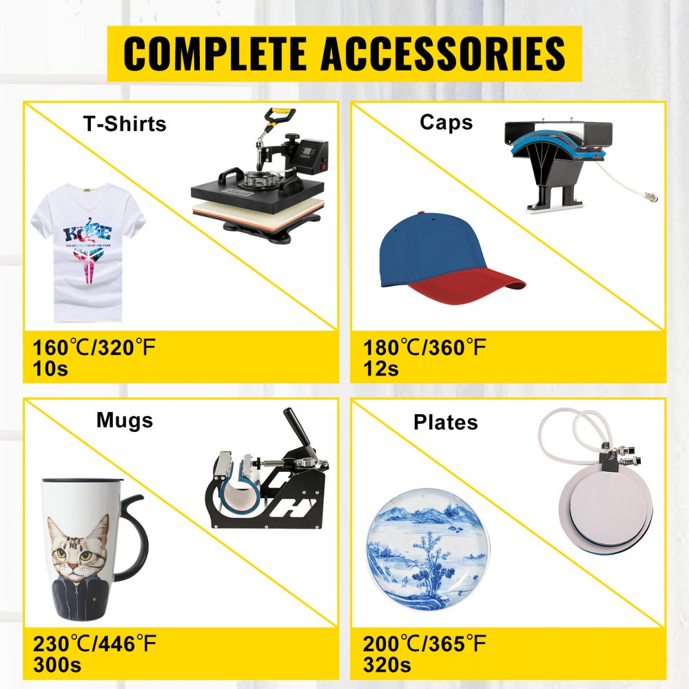 VEVOR Prensa de Calor 5 en 1 1800 W 38 x 38 cm Máquina Cortadora de Vinilo 870 mm Máquina de Impresión de Calor Giratoria para Camisetas, Tazas, Platos, Gorras, Diseño de Rotación Completa de 360°