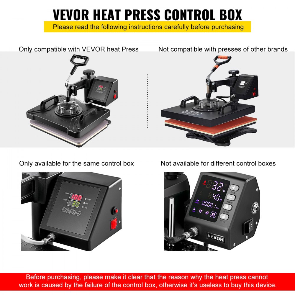 Vevor Caja De Control Para Prensa De Calor, Controlador Lcd Digital 1250 W 60 Hz