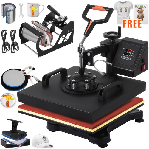 6 En 1 Prensa De Calor Máquina Transferir 15"x15" Sombrero Sublimación Plato