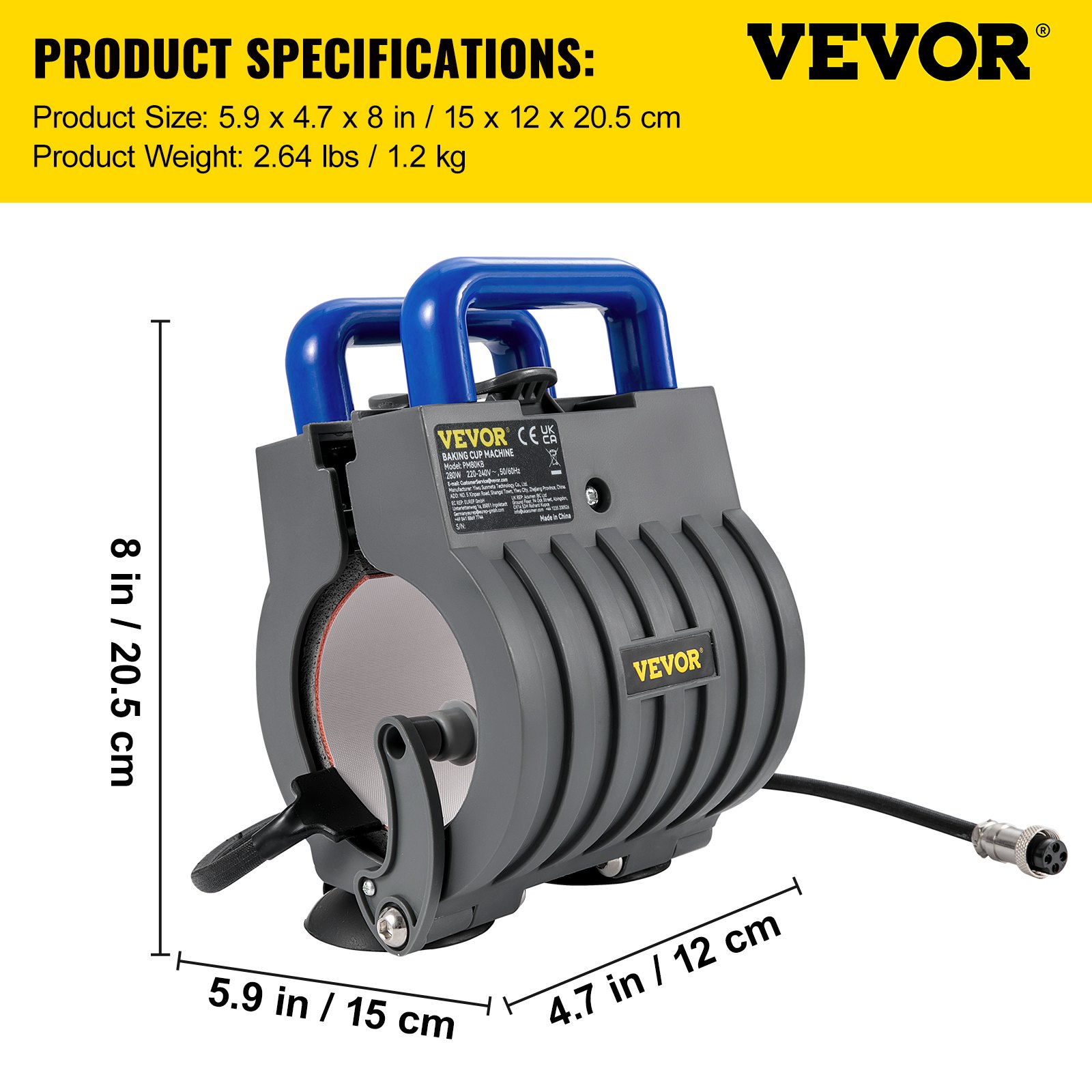 VEVOR Accesorio de prensa de calor para tazas de sublimación, taza compatible de 11oz y 9,5x8,5cm. Accesorio para sublimación de transferencia de