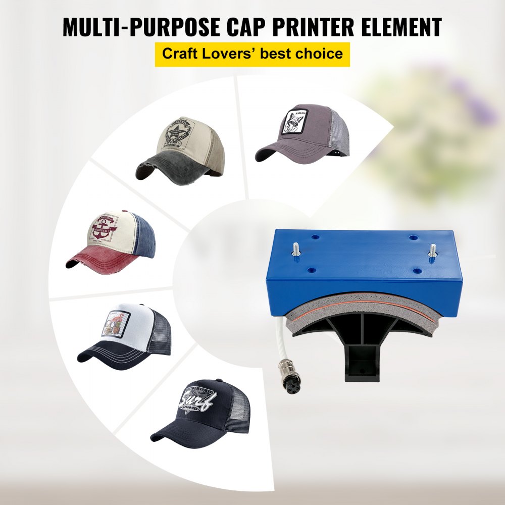 VEVOR Accesorio de Prensa de Calor para Sombreros de Sublimación área de 15 x 8 cm Accesorio para Sublimación de Transferencia de Máquina de Prensa de Calor 210-220 V 150 W Sublimación de Sombreros