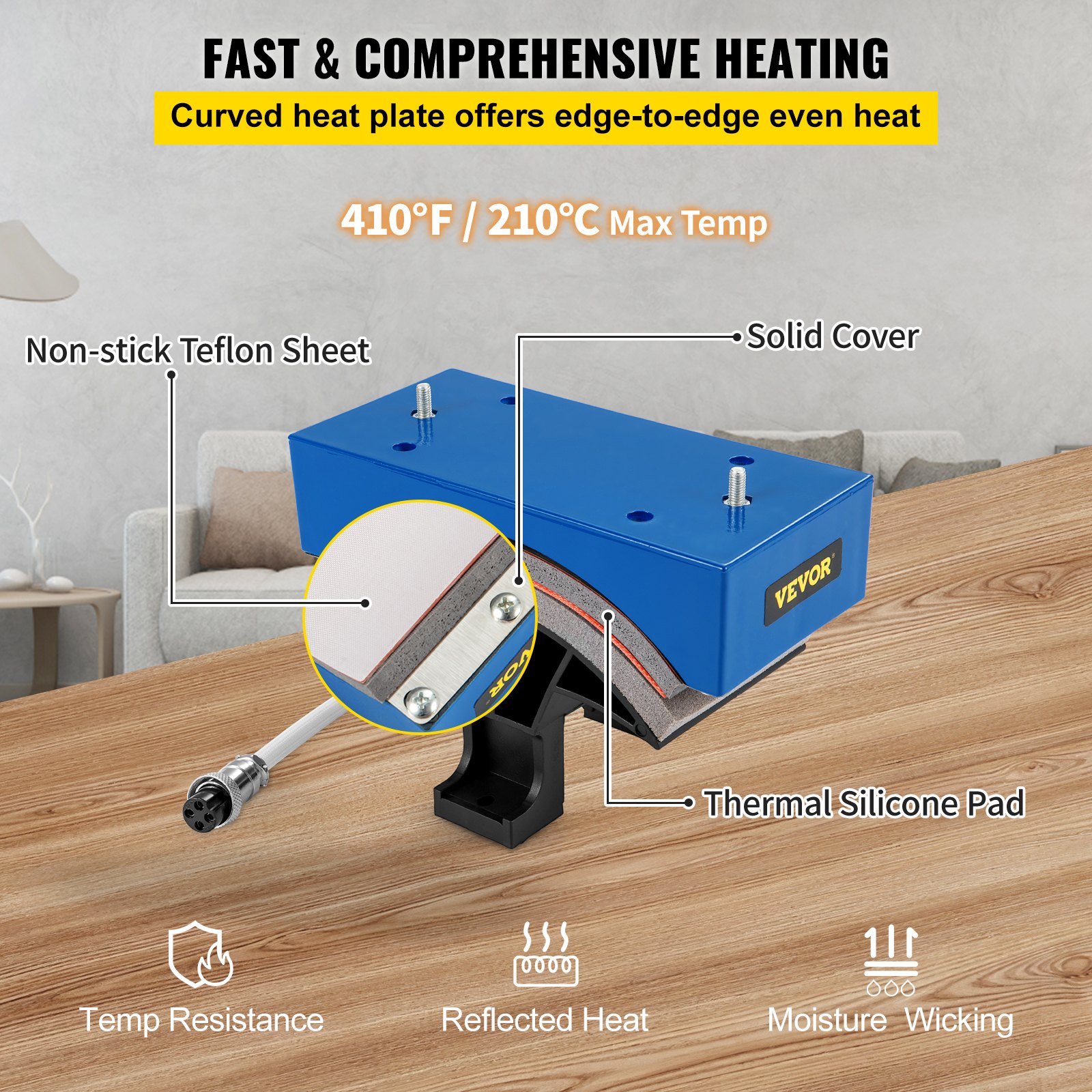 VEVOR Accesorio de Prensa de Calor para Sombreros de Sublimación área de 15 x 8 cm Accesorio para Sublimación de Transferencia de Máquina de Prensa de Calor 210-220 V 150 W Sublimación de Sombreros
