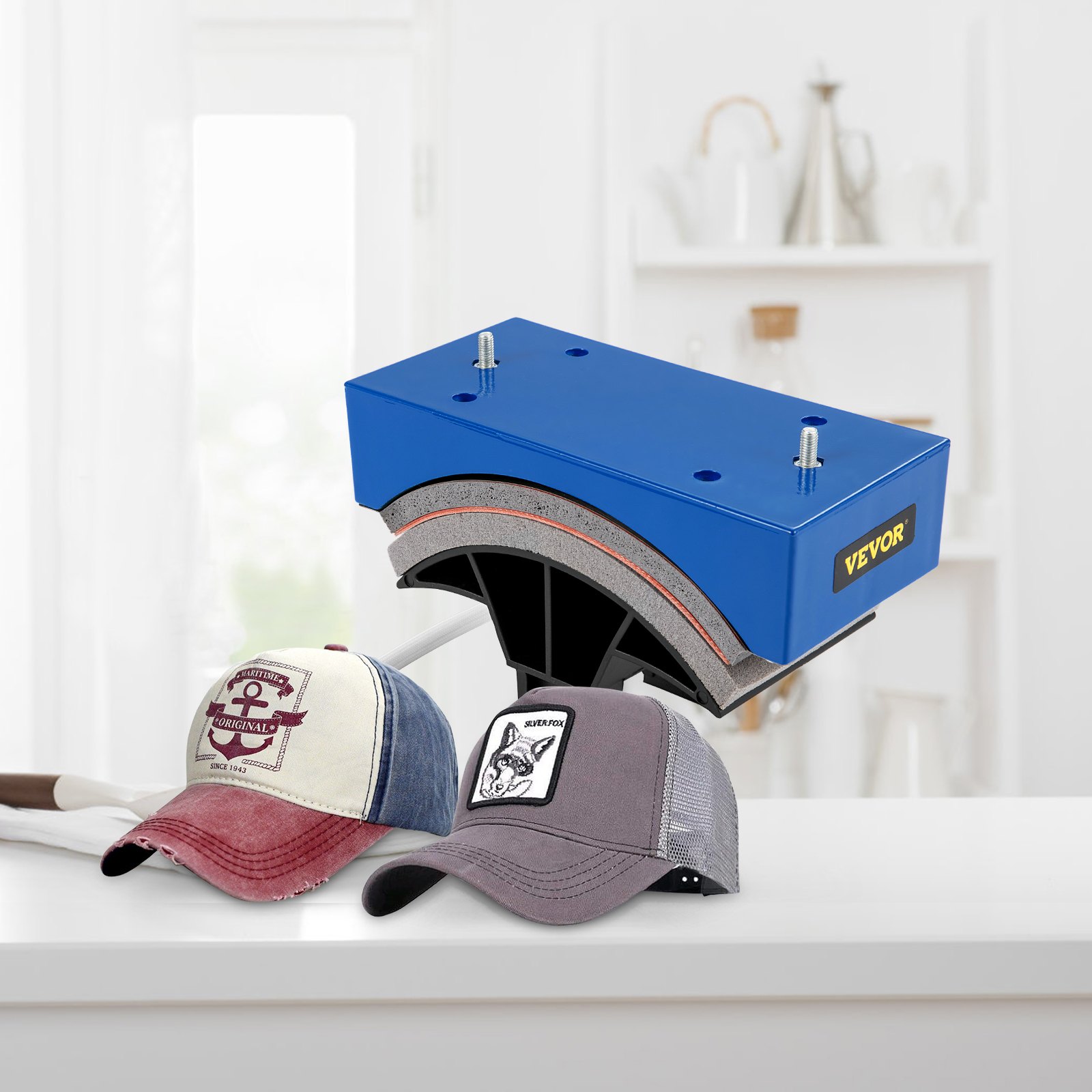 VEVOR Accesorio de Prensa de Calor para Sombreros de Sublimación área de 15 x 8 cm Accesorio para Sublimación de Transferencia de Máquina de Prensa de Calor 210-220 V 150 W Sublimación de Sombreros