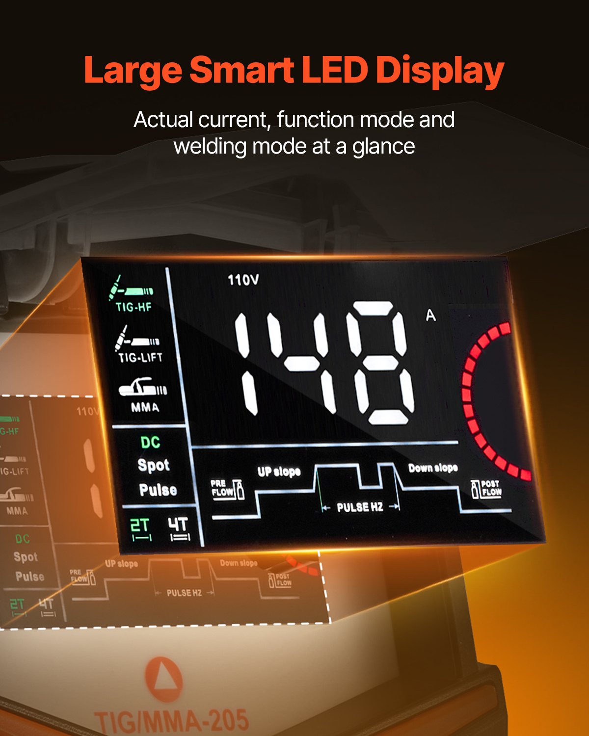 VEVOR TIG welding machine, 3-in-1 welder (large LED display) – DC TIG/DC Pulse TIG/MMA (Stick), electric welding machine with IGBT inverter high-frequency start