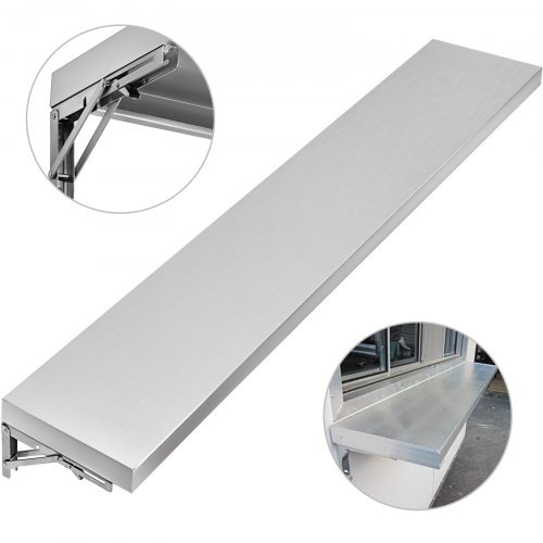 VEVOR Estante de La Pared de Acero Inoxidable para Cocina 1.800 x 290 x 50 mm, Estante de Servicio con Capacidad de 30 kg, para El Montaje en Carros de Comedor o Puede Instalar en Cualquier Lugar