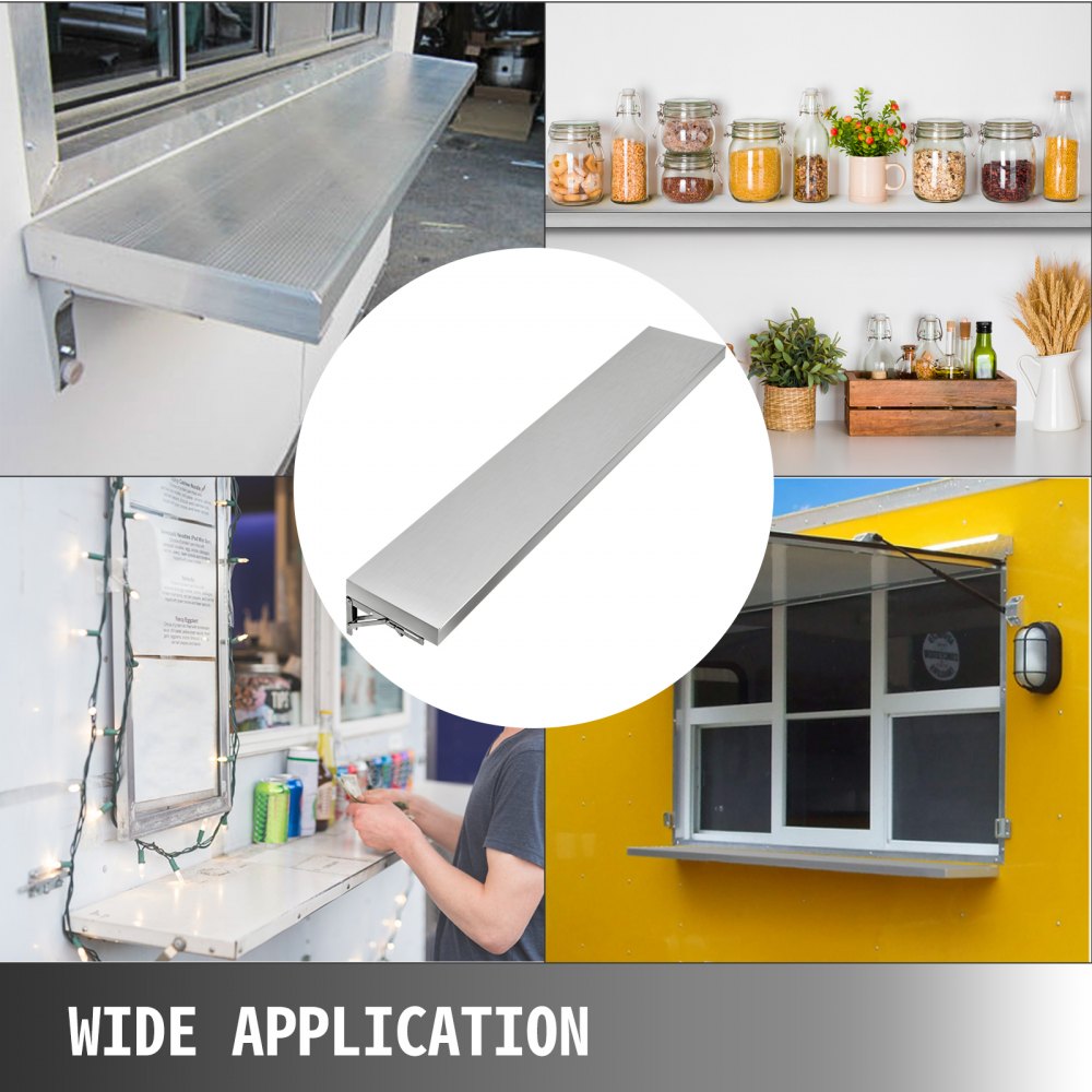 VEVOR Estante de La Pared de Acero Inoxidable para Cocina 1.800 x 290 x 50 mm, Estante de Servicio con Capacidad de 30 kg, para El Montaje en Carros de Comedor o Puede Instalar en Cualquier Lugar