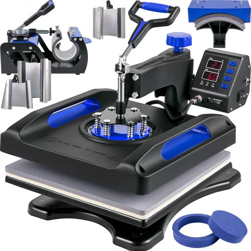 Vevor 8 En 1 Máquina De Prensa De Calor 38x38 Cm Sublimación Camiseta 1000w Azul