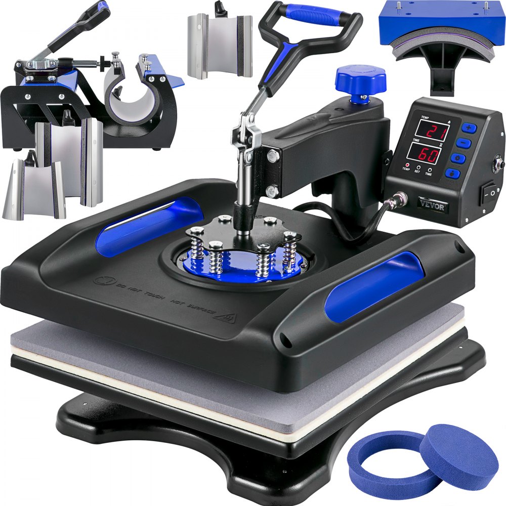 Vevor 8 En 1 Máquina De Prensa De Calor 38x38 Cm Sublimación Camiseta 1000w Azul