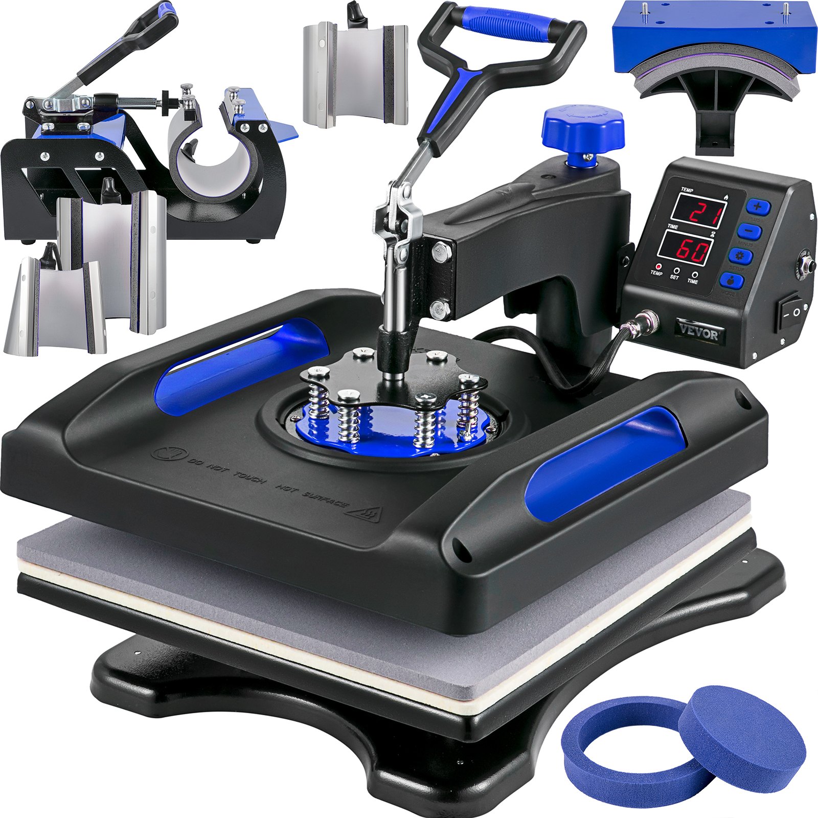 Vevor 8 En 1 Máquina De Prensa De Calor 38x38 Cm Sublimación Camiseta 1000w Azul