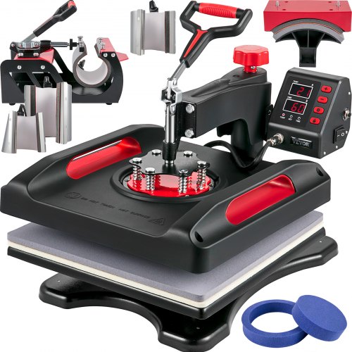 Vevor 8 En 1 Máquina De Prensa De Calor 38x38 Cm Sublimación Camiseta 1000w Roja