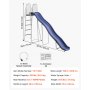 VEVOR Tobogán con Agua para Exterior 305 cm, Tobogán Independiente con Rociador Ajustable Incorporado para Grifo o Manguera, Escalera de Escalada, de Hierro y Plástico HDPE, para Piscina, Jardín