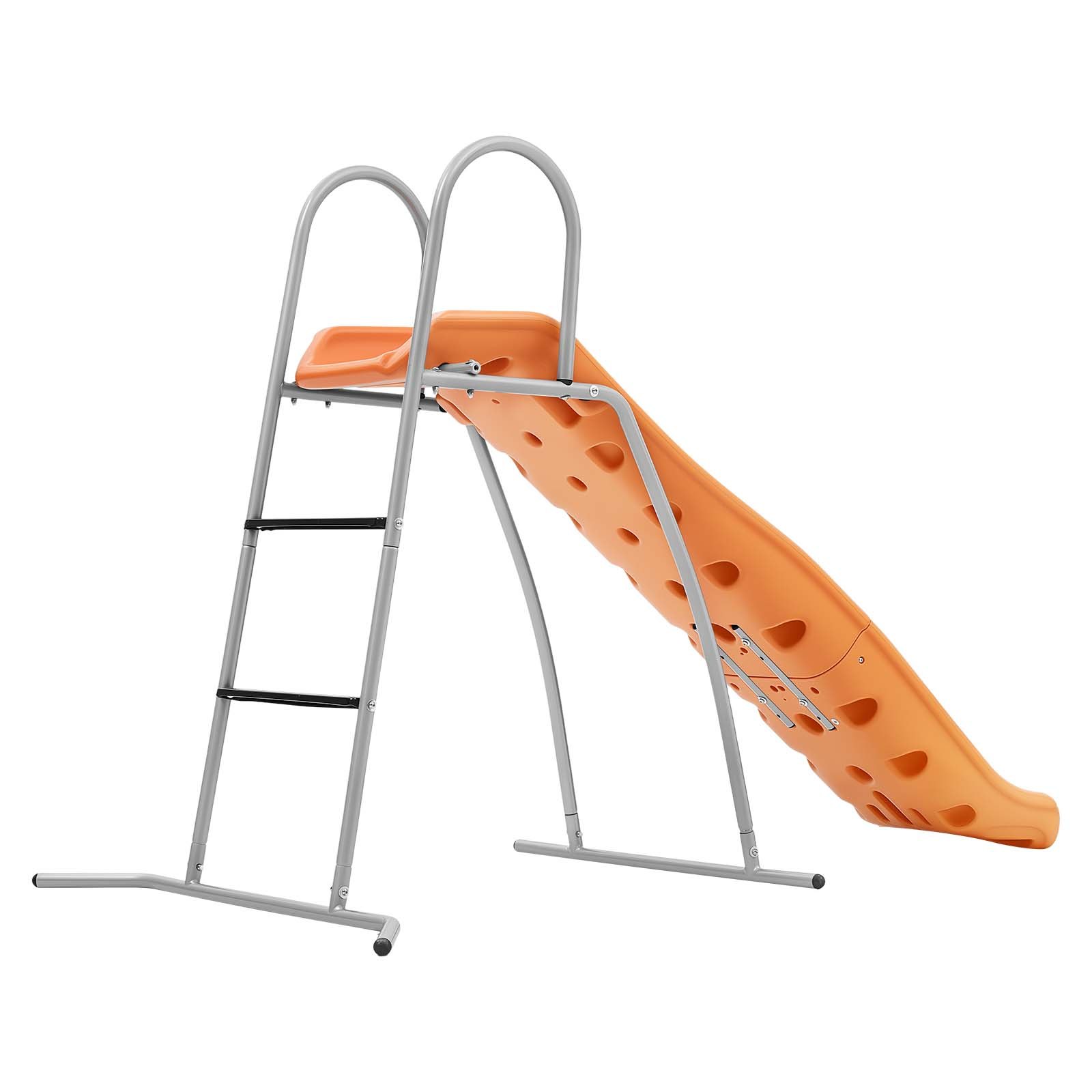 VEVOR Tobogán con Agua 165 cm, Tobogán Independiente con Lona para Suelo, Rociador Ajustable Incorporado para Grifo o Manguera, Escalera de Escalada, de Hierro y Plástico HDPE, para Piscina, Jardín