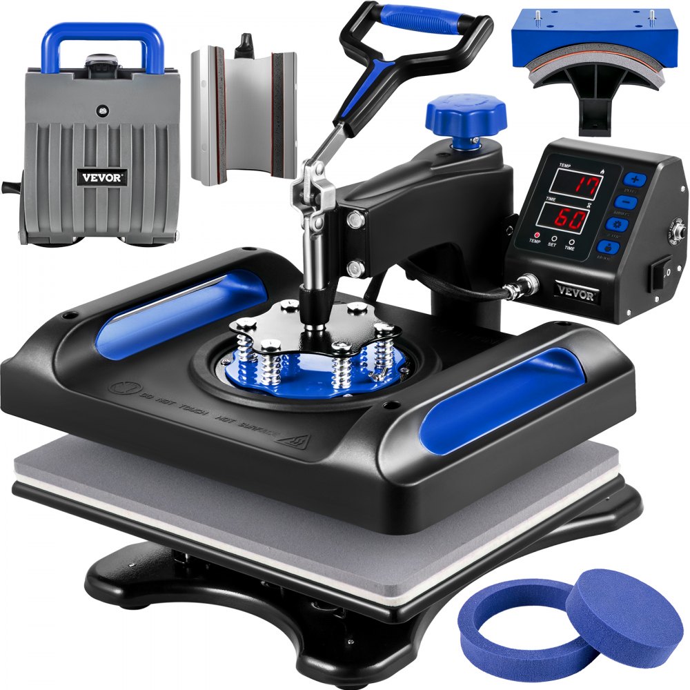 Vevor 6 En 1 Máquina De Prensa De Calor 29x38 Cm Sublimación Camiseta 1000w Azul