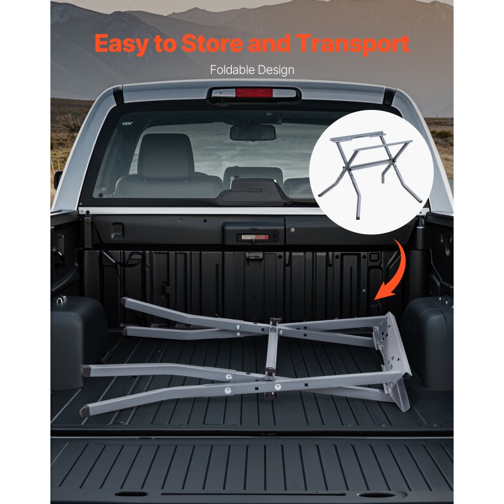 VEVOR table saw stand, 158.76 kg load capacity, base 610x490x580 mm, robust construction, easy storage, foldable design, universal for most brands of table saws