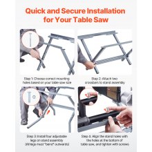 VEVOR Soporte Plegable para Sierra de Mesa Capacidad de Carga de 158,76 kg, Gris