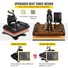 VEVOR Prensa de Calor 6 en 1 Placa 29 x 38 cm Prensa Térmica Negra 1000 W Giratoria de 360 Grados Pantalla Digital Máquina de Sublimación