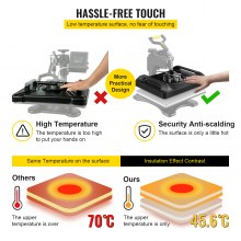 VEVOR Prensa de Calor 6 en 1 Placa 29 x 38 cm Prensa Térmica Negra 1000 W Giratoria de 360 Grados Pantalla Digital Máquina de Sublimación
