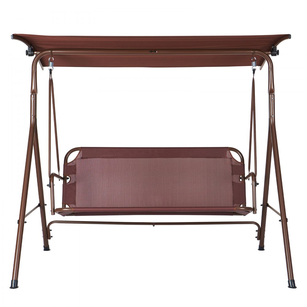 VEVOR Columpio de Patio para 3 Personas Columpio Ajustable para Porche con Reposabrazos Tela Teslin Marco de Acero de Aleación para Balcón, Patio, Jardín, Junto a Piscina, 1740x1095x1550 mm, Marrón