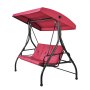 VEVOR 3-seater patio swing chair, Hollywood swing with adjustable canopy, removable cushion and alloy steel frame, for balcony, backyard, poolside, burgundy