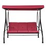 VEVOR 3-seater patio swing chair, Hollywood swing with adjustable canopy, removable cushion and alloy steel frame, for balcony, backyard, poolside, burgundy