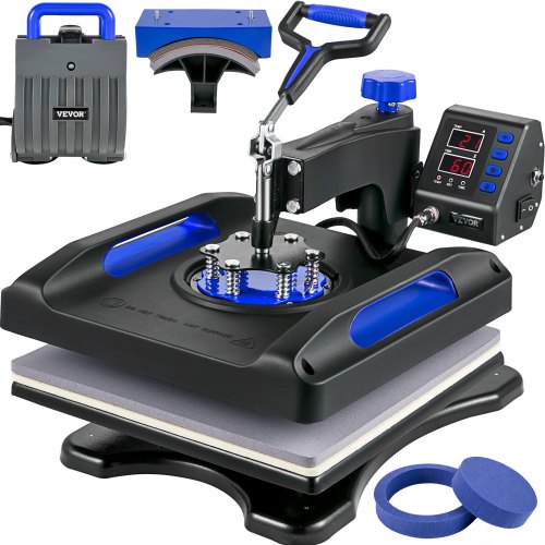 Vevor 5 En 1 Máquina De Prensa De Calor 38x38 Cm Sublimación Camiseta Azul