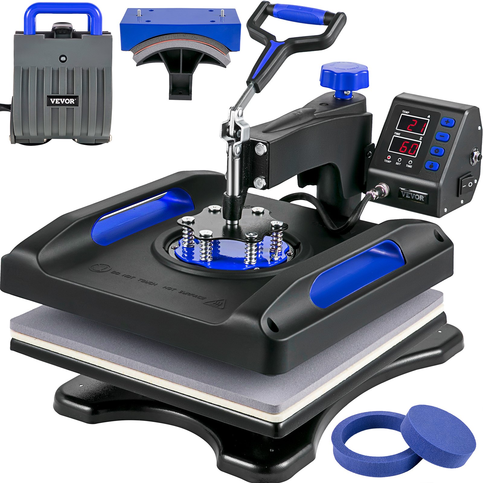 Vevor 5 En 1 Máquina De Prensa De Calor 38x38 Cm Sublimación Camiseta Azul