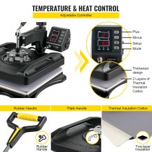 VEVOR Prensa de Calor 5 en 1 Placa 38 x 38 cm Máquina de Prensa Térmica 1000 W Giratoria de 360 Grados Pantalla Digital Máquina de Sublimación