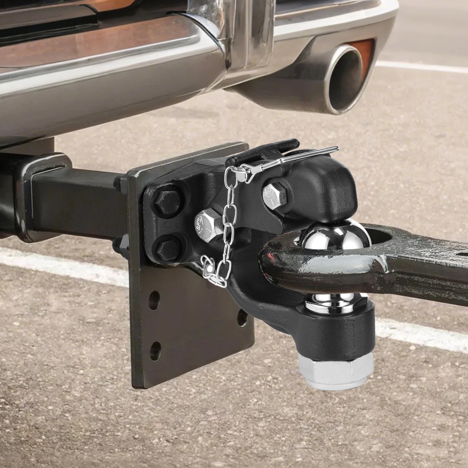 VEVOR Gancho de Enganche, Capacidad de Remolque de 9070 kg, Bola de Enganche Combinada de 2-5/16 pulgadas con Kit de Montaje, para Anillos de Luneta de 2,5"-3", Revestimiento de Polvo Negro