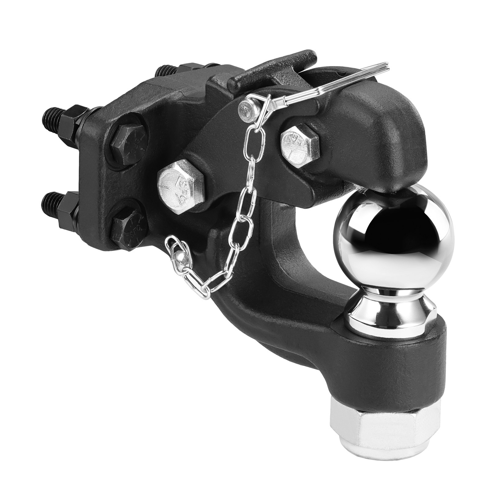 VEVOR Gancho de Enganche, Capacidad de Remolque de 9070 kg, Bola de Enganche Combinada de 2-5/16 pulgadas con Kit de Montaje, para Anillos de Luneta de 2,5"-3", Revestimiento de Polvo Negro