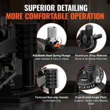 VEVOR Calibre de Inglete de Precisión, Ranura Estándar de 19 x 10 mm, Calibre de Inglete para Sierra de Mesa de Aleación de Aluminio con 15 Topes de Ángulo, Émbolo con Resorte Ajustable y Disco