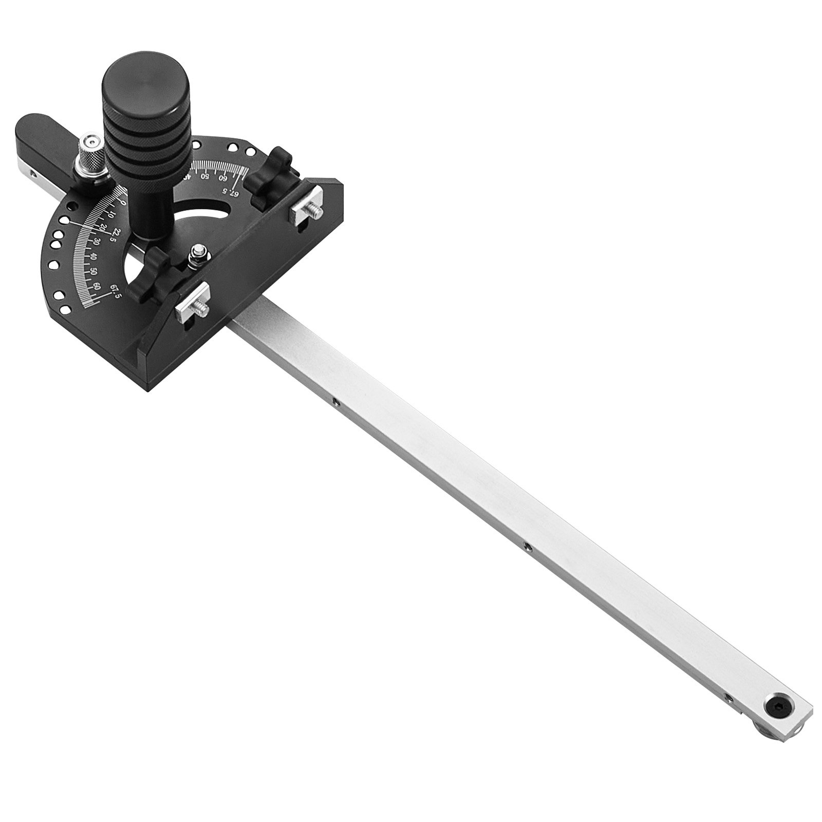 VEVOR Calibre de inglete de precisión, ranura estándar de 3/4'' x 3/8'', calibre de inglete para sierra de mesa de aleación de aluminio con 15 topes de ángulo, émbolo con resorte ajustable y disco ext
