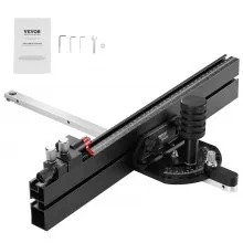 VEVOR Calibre de Inglete de Precisión Ranura Estándar 19 x 10 mm, Calibre de Inglete para Sierra de Mesa de Aleación de Aluminio con Rejilla, 15 Topes de Ángulo, Émbolo con resorte, 450 x 450 x 120 mm