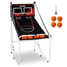 VEVOR Juego de Baloncesto Plegable Interior para 2 Jugadores, Deporte de Doble Tiro en Casa 4 Pelotas, 8 Modos de Juego, Marcador Electrónico LCD y Bomba de Inflado, para Niños y Adultos Blanco Negro