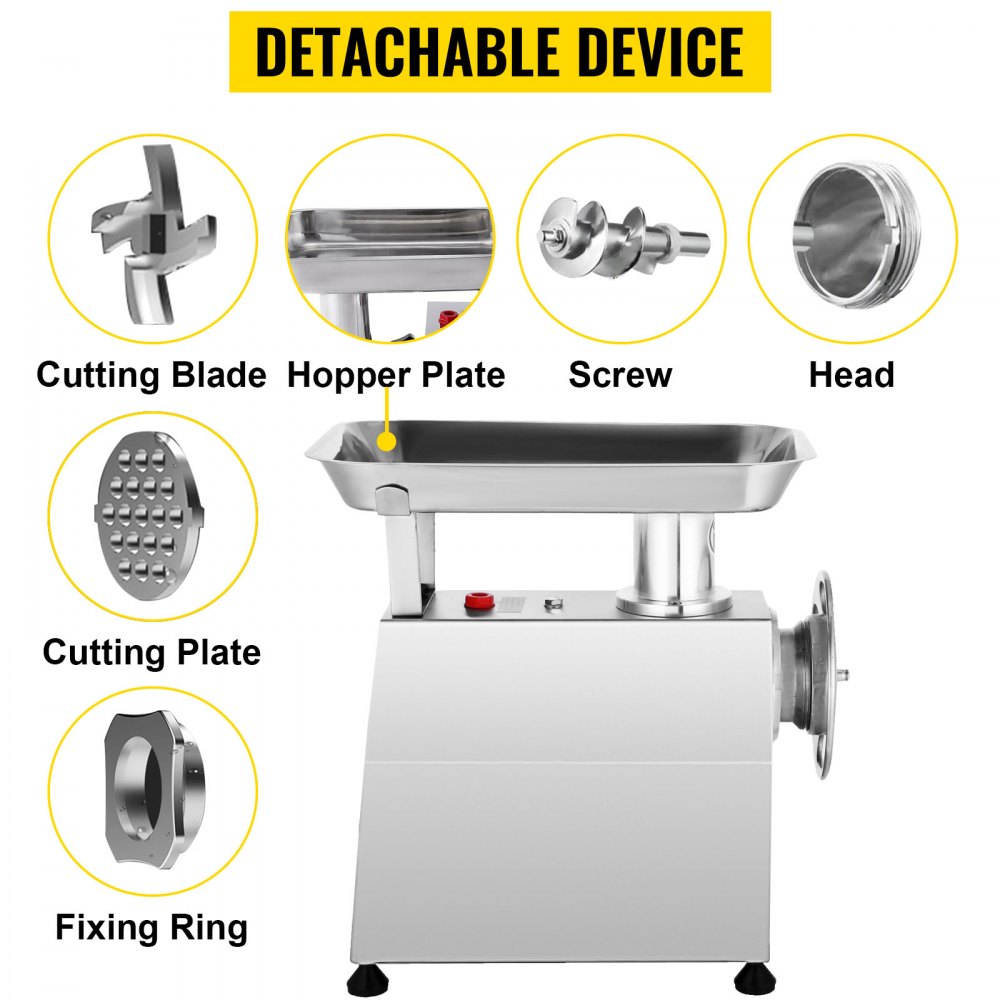 Picadora De Carne 250kg/h 850w Automática Acero Inoxidable Restaurante Comercial