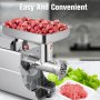 VEVOR Picadora de Carne de Acero Inoxidable 304 con Motor de 370 Vatios, con 2 Arandelas (6 + 8 mm), 80 kg por Hora
