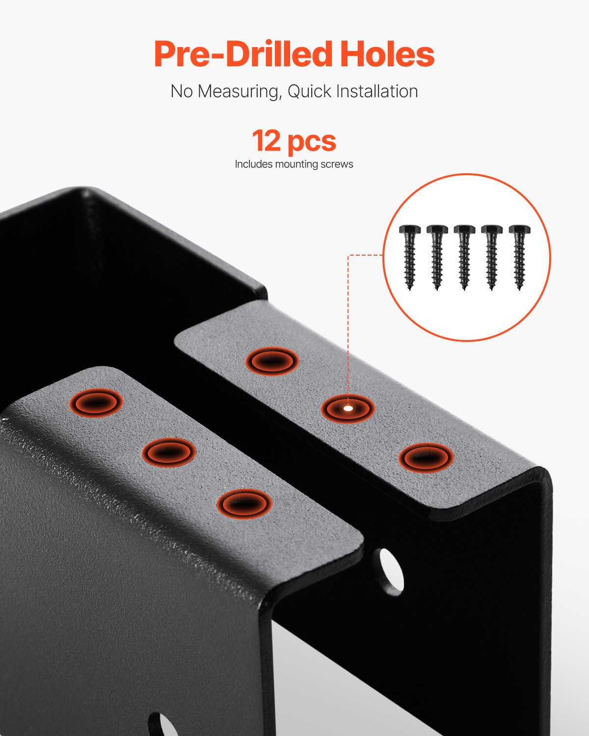 VEVOR beam shoe, beam connector with concealed flange for outdoor use with screws, steel post support for 49x92 mm beams, timber connector for swings, fences, wooden slides, 12 pcs.