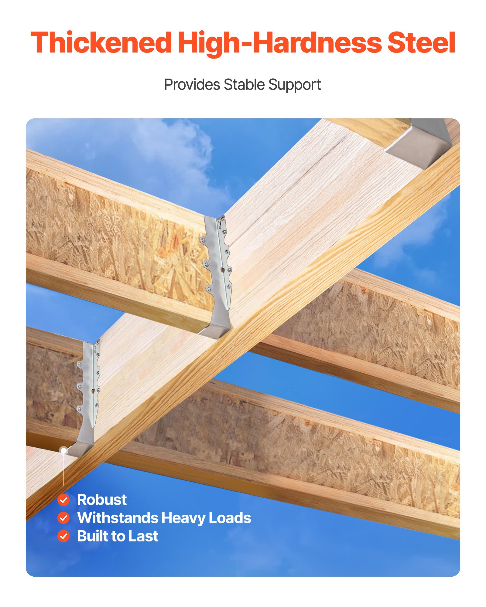 VEVOR 50 pcs. Joist hanger, timber connector, internal dimensions 40x38x199 mm, joist connector, joist support with rustproof coating, post support connecting clips for floor coverings & ceiling trusses
