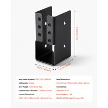VEVOR 24 Soportes para Vigas de 49 x 92 mm con Brida Oculta y Tornillos Negro