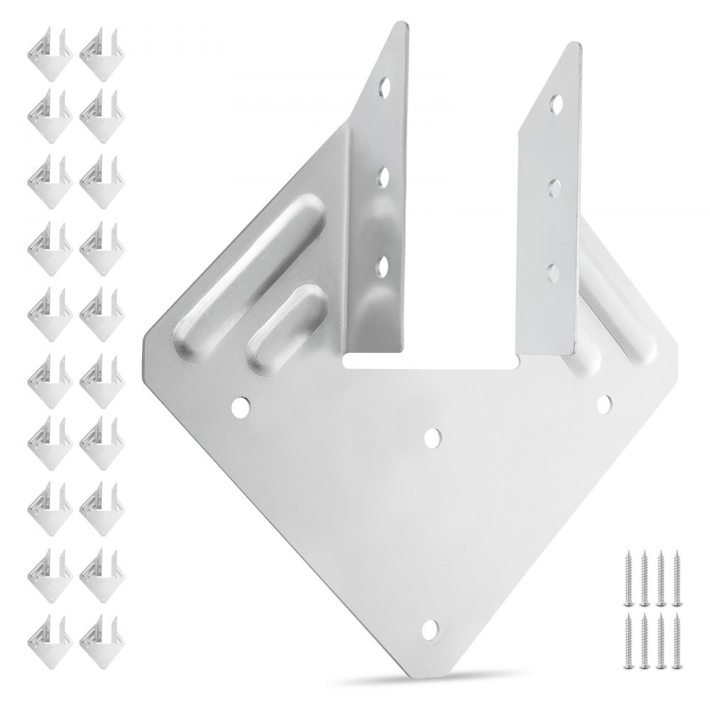 VEVOR timber connectors, internal dimensions 40x21x63 mm, beam connectors made of high-strength steel with black rust protection coating, post supports, beam supports for roof beam timber constructions, 25 pieces