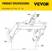 VEVOR Enganche Rápido para Tractor de 3 Puntos para Tractores de Categoría 1 y 2