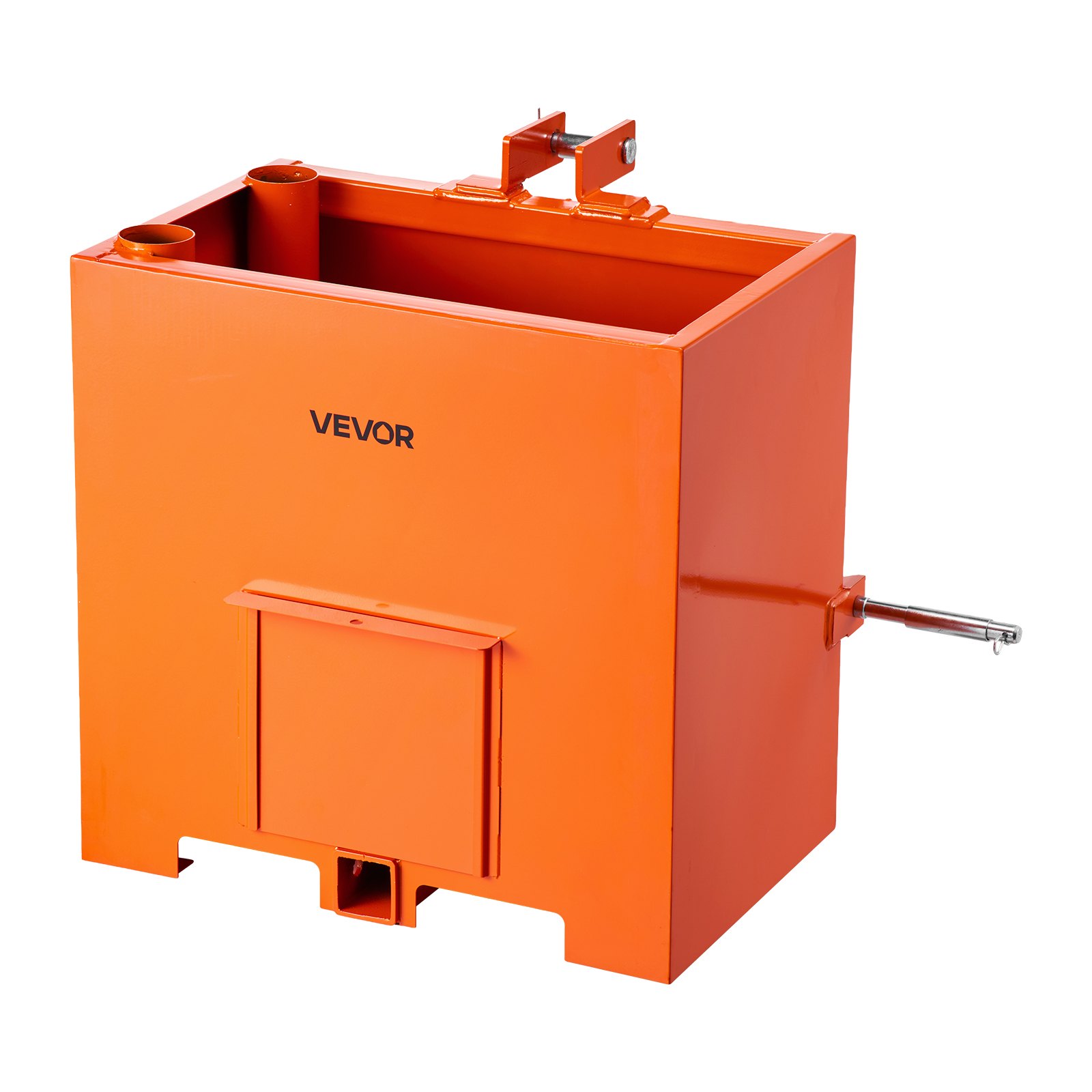 VEVOR Caja de Lastre con Enganche de 3 Puntos para Tractores, Volumen de 0,14 m³, Capacidad de Carga de 363 kg, Contrapeso Compatible con Tractor de Categoría 1, con Receptor de Remolque, Naranja