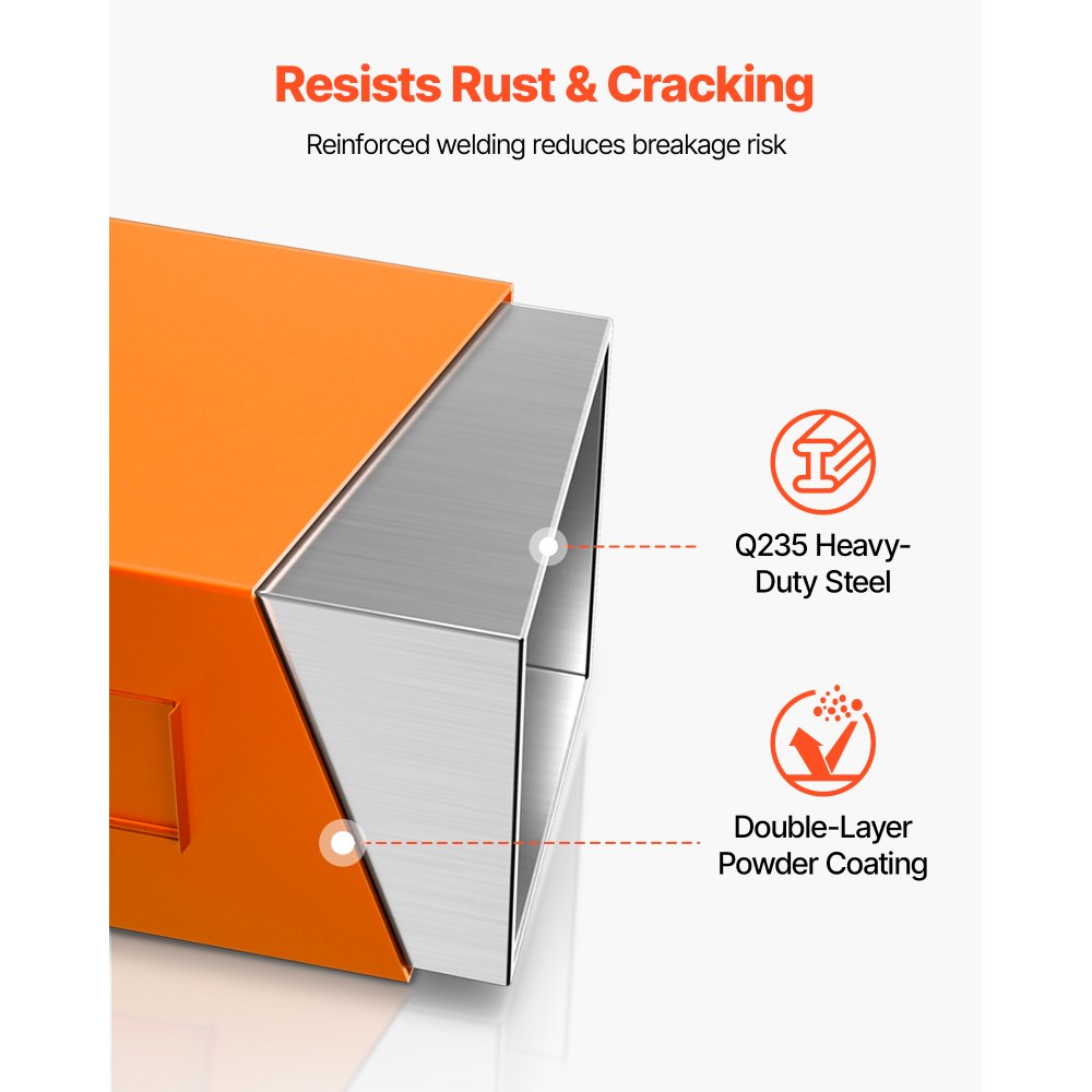 VEVOR Caja de Lastre con Enganche de 3 Puntos para Tractores, Capacidad de 0,09 m³, Carga de 363 kg, Contrapeso para Tractor de Categoría 1, Enganche de Remolque Universal, de Acero, Color Naranja