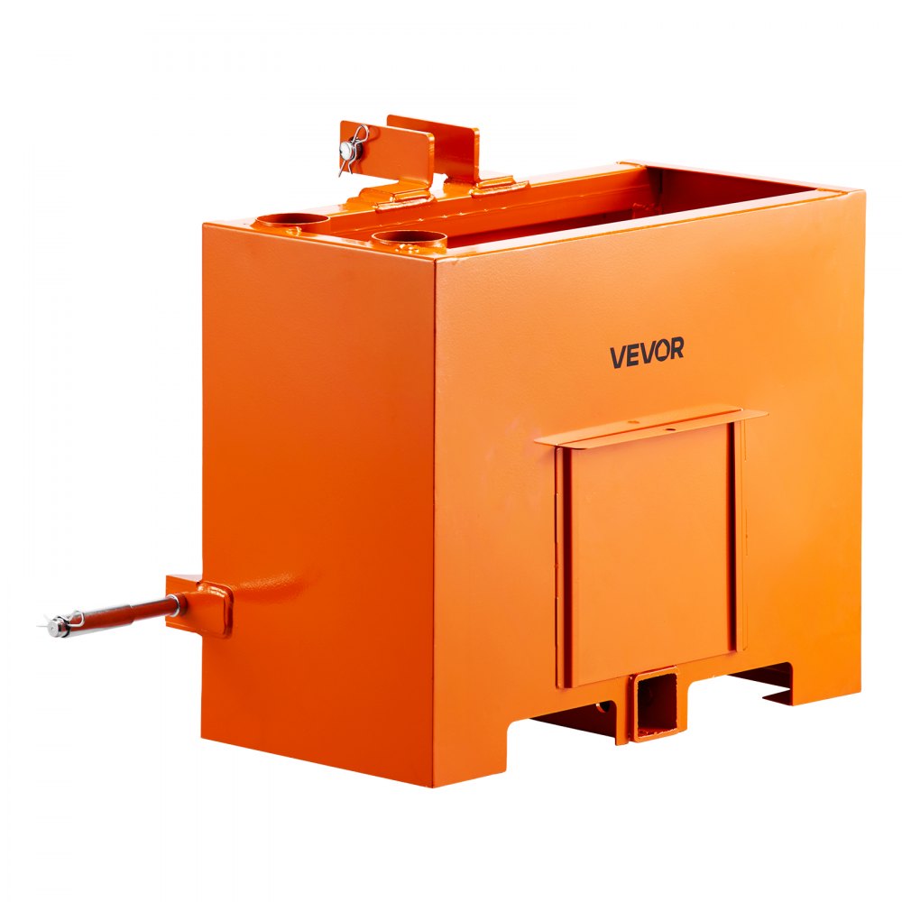 VEVOR Caja de Lastre con Enganche de 3 Puntos para Tractores, Capacidad de 0,09 m³, Carga de 363 kg, Contrapeso para Tractor de Categoría 1, Enganche de Remolque Universal, de Acero, Color Naranja
