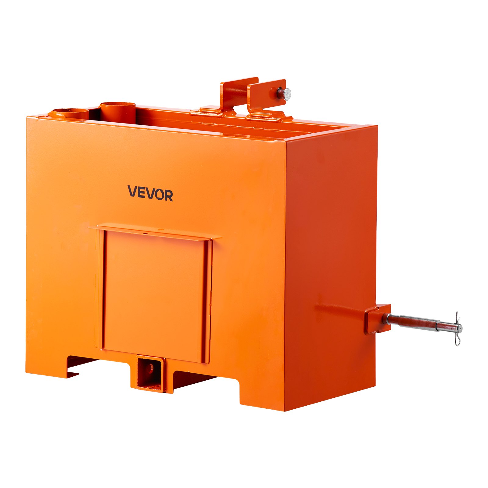 VEVOR Caja de Lastre con Enganche de 3 Puntos para Tractores, Capacidad de 0,09 m³, Carga de 363 kg, Contrapeso para Tractor de Categoría 1, Enganche de Remolque Universal, de Acero, Color Naranja