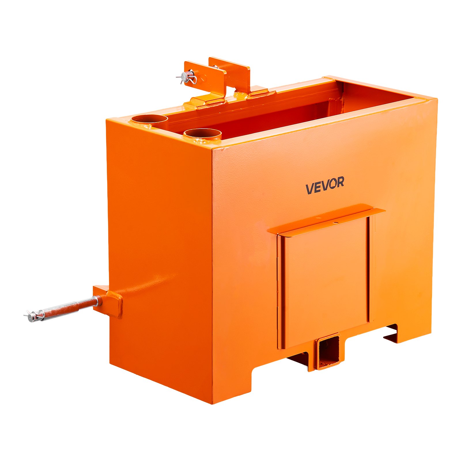 VEVOR Caja de Lastre con Enganche de 3 Puntos para Tractores, Capacidad de 0,09 m³, Carga de 363 kg, Contrapeso para Tractor de Categoría 1, Enganche de Remolque Universal, de Acero, Color Naranja