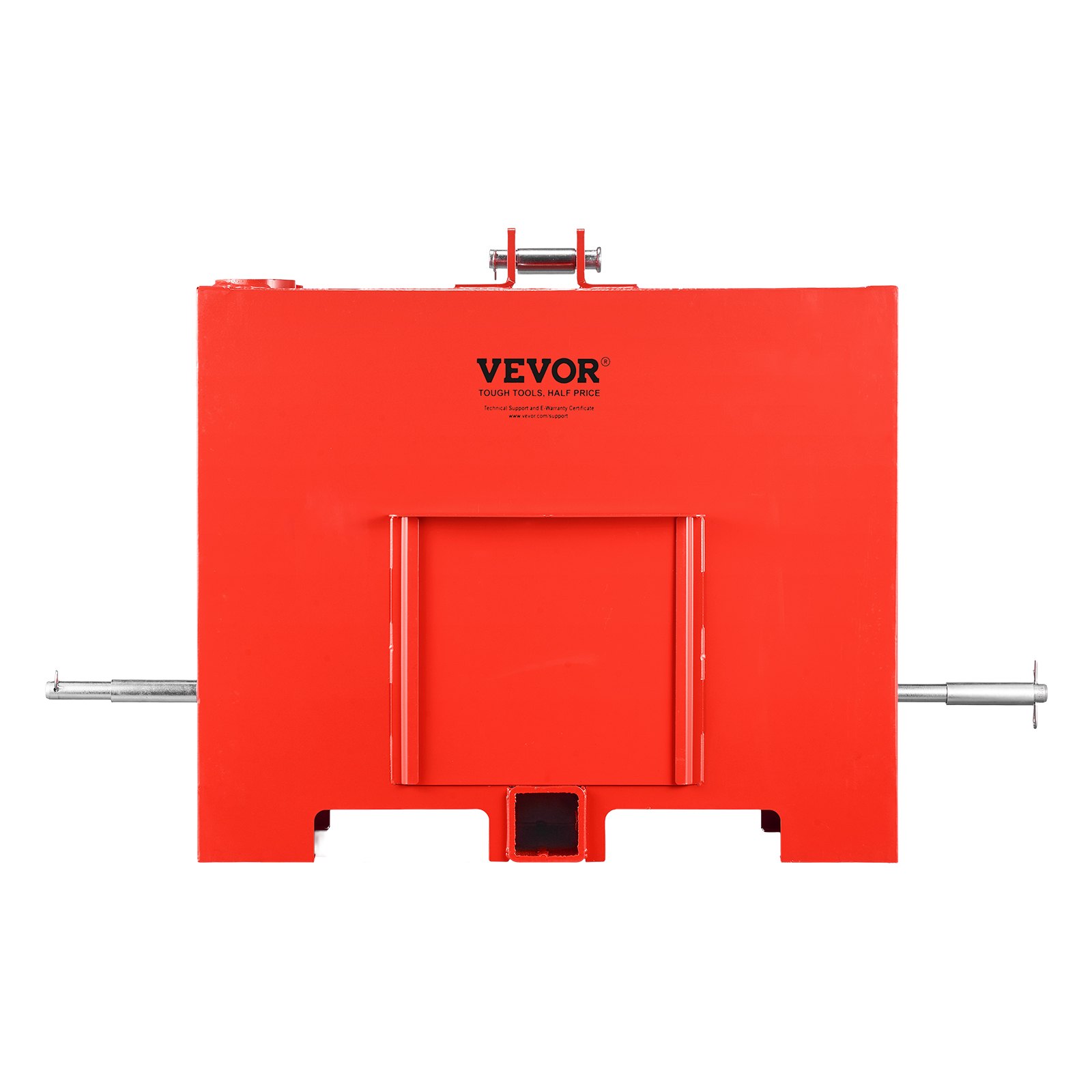 VEVOR Caja de Lastre con Enganche de 3 Puntos para Tractores, Capacidad de 0,09 m³ 363 kg, Contrapeso para Tractor Categoría 1, Enganche de Remolque Estándar, Caja de Balasto de Acero con Puerta, Rojo