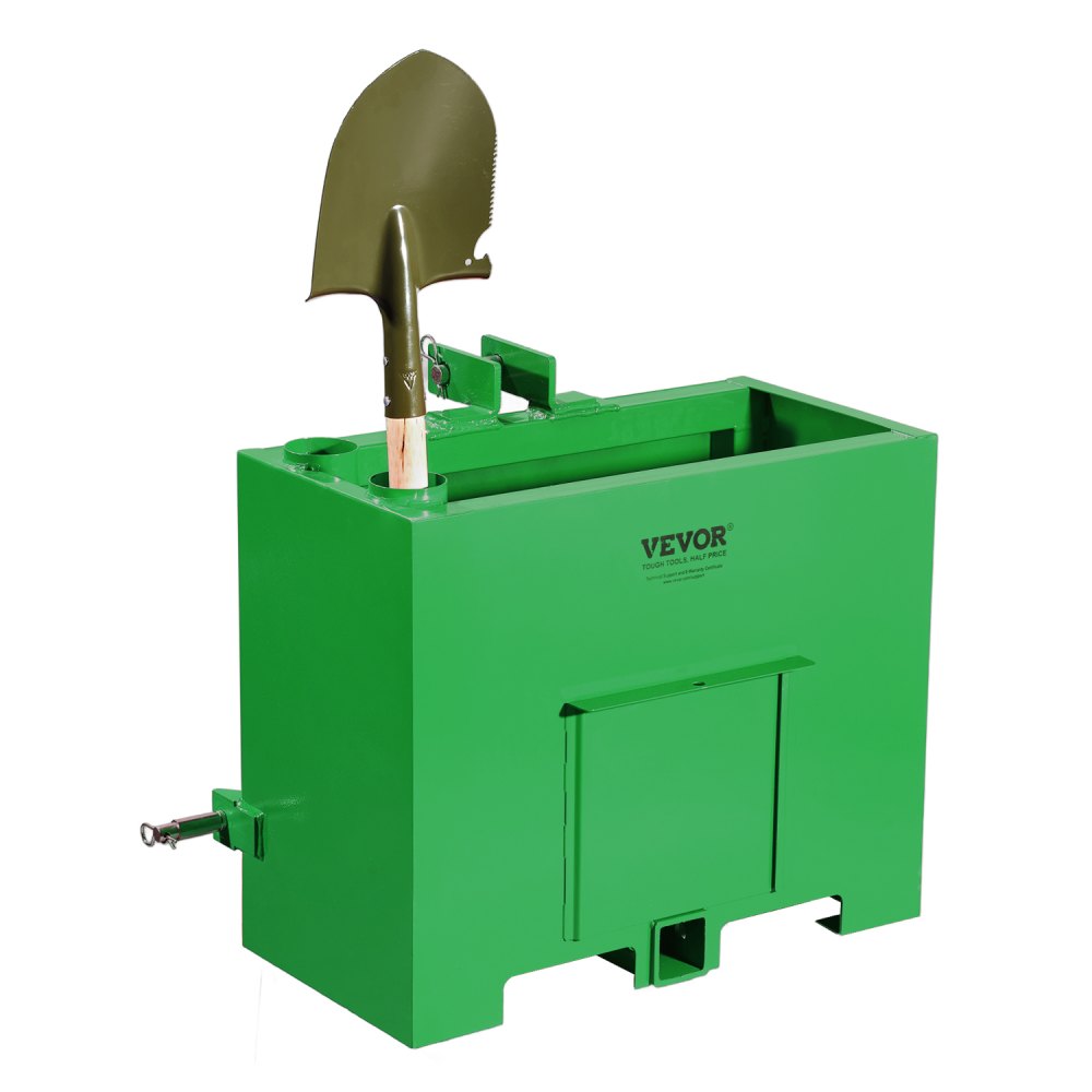 VEVOR Caja de Lastre, Lastre de Tractor de Categoría 1 de 3 Puntos Carga de 362,87kg para Receptor de Enganche de 5cm Accesorio de Cargador de Volumen de 0,12m³ de Acero con Puerta Corrediza, Verde