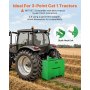 VEVOR Caja de Lastre, Lastre de Tractor de Categoría 1 de 3 Puntos Carga de 362,87kg para Receptor de Enganche de 5cm Accesorio de Cargador de Volumen de 0,12m³ de Acero con Puerta Corrediza, Verde