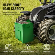 VEVOR Caja de Lastre de 3 Puntos para Tractor de Categoría 1, Caja de Lastre Capacidad de Carga 363kg para Receptor de Enganche de 50,8mm, Contrapeso de Acero Robusto para Cargadoras, Tractores, Verde
