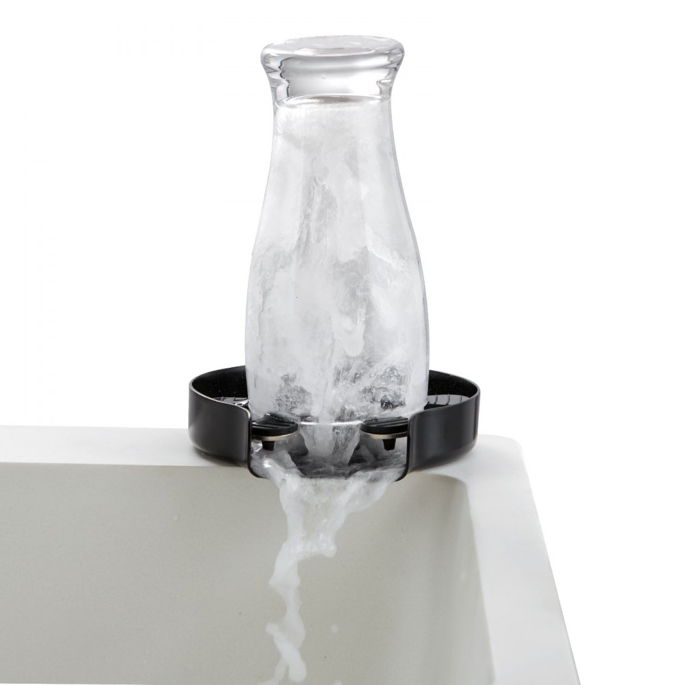 VEVOR Enjuagadora de vidrio automática 121x127,6mm Enjuagadora de vidrio para fregadero de cocina de acero inoxidable 304 con 10 chorros de agua Lavadora de vidrio con rotación de 360° Enjuague rápido